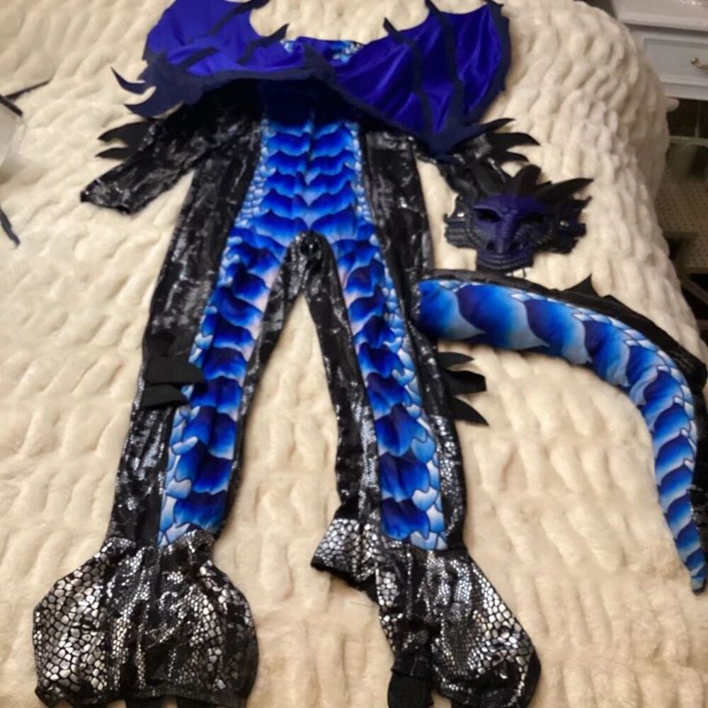 Morph Deluxe Boys Blue Dragon Costume with Wings Mask Kids